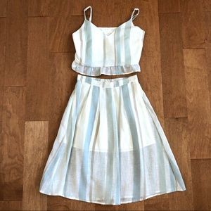 2 piece flutter crop top and skirt